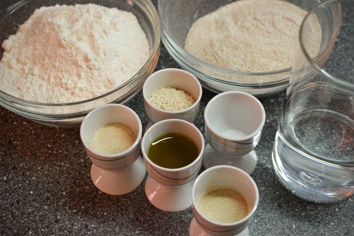 All dry ingredients for burger buns