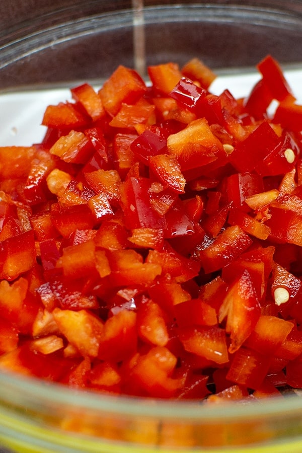 Chopped red bell peppers