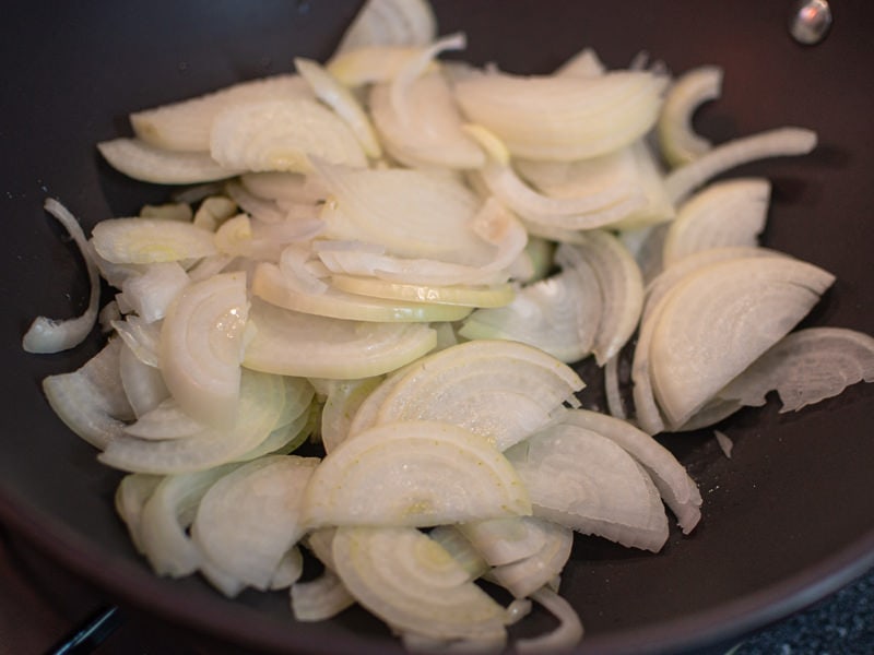 Sliced onions into a bowl