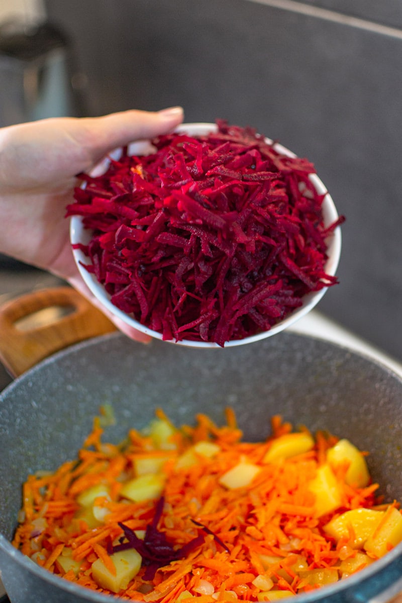 Adding Slices of red beet