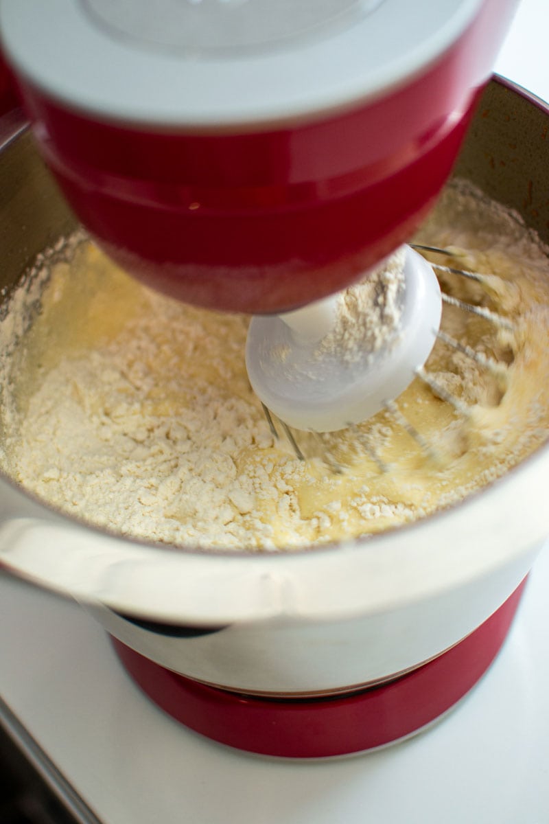 Mixing the dough for a homemade sicilian orange cake.