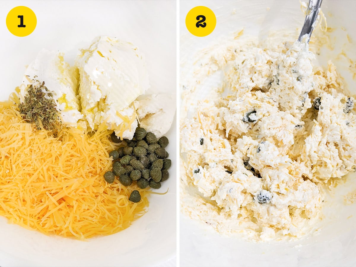 Mix collage of cream cheese for bell peppers boats.