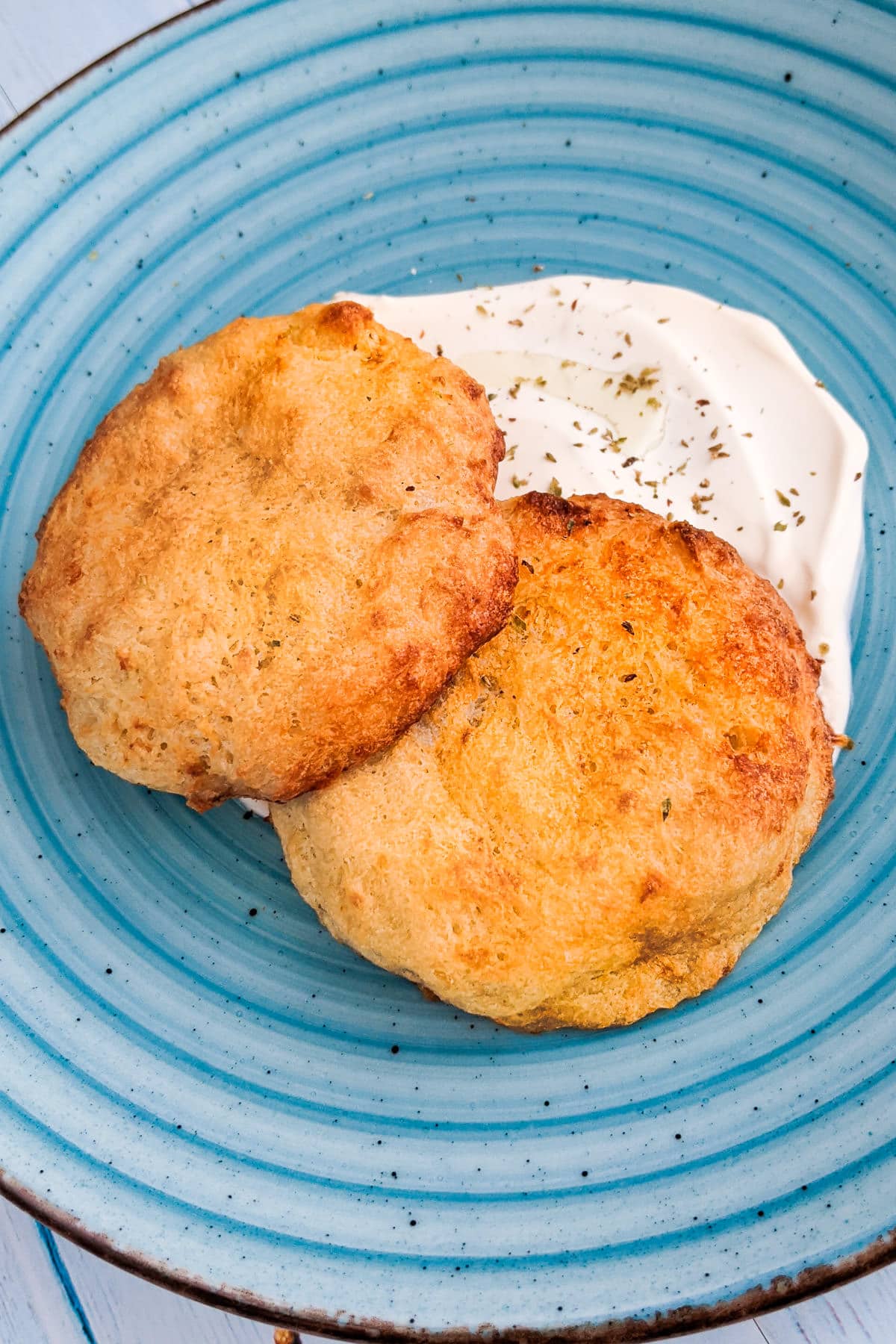 Air Fryer Hash Brown Patties with Sour Cream.