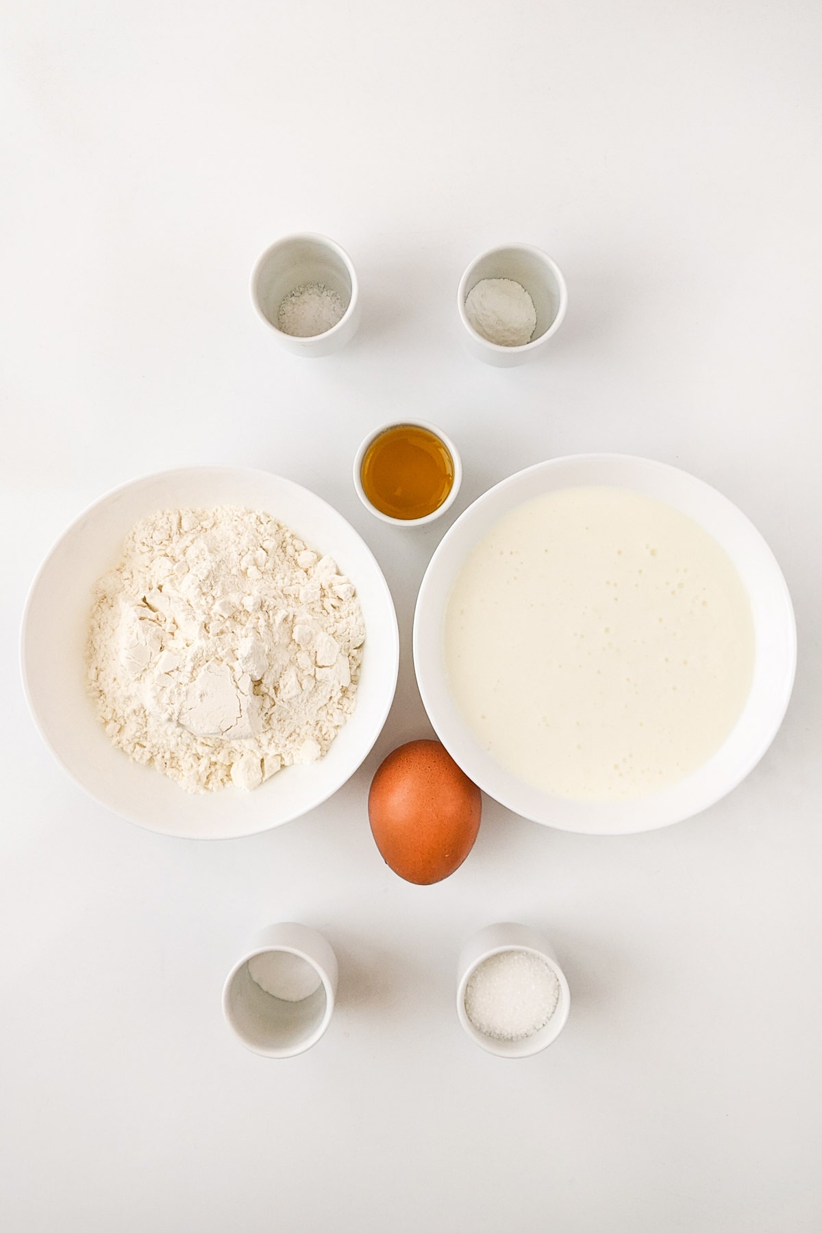 Ingredients for homemade air fryer pancakes.