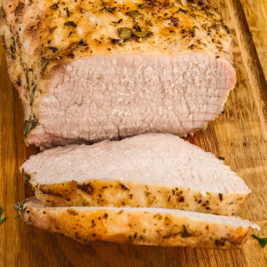 Pork loin slices cooked in air fryer.