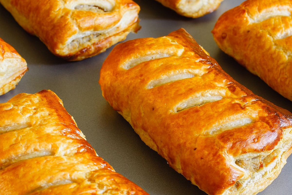 Oven baked sausage rolls from frozen.
