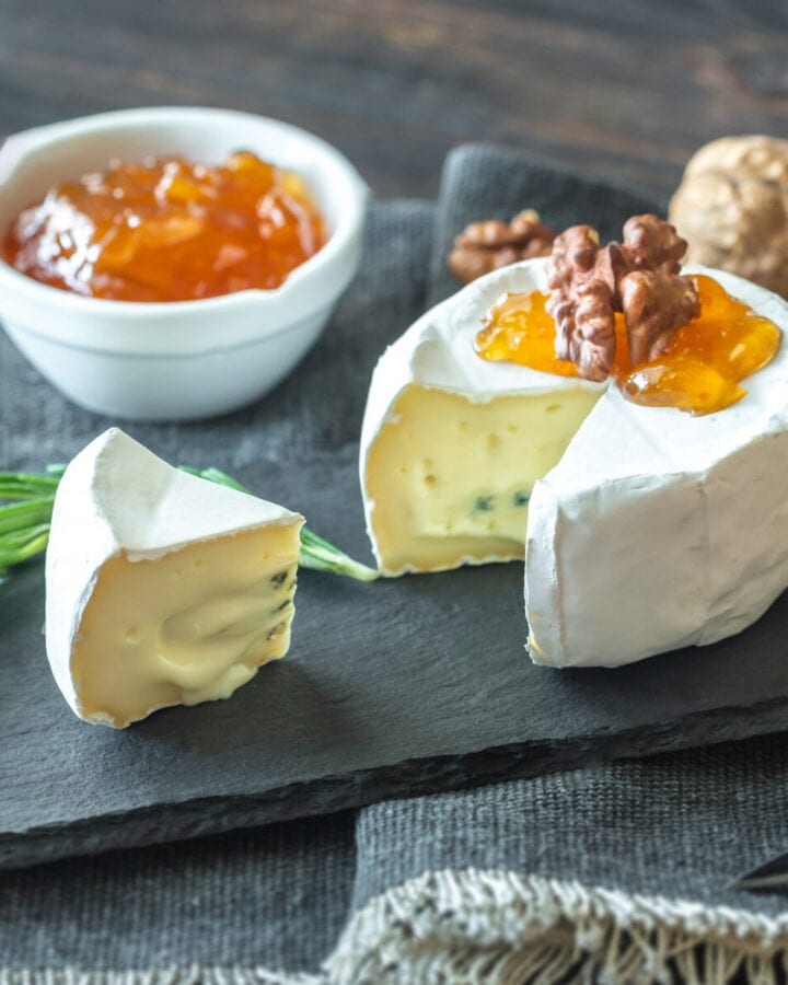 Cambozola cheese with honey and greek nuts.
