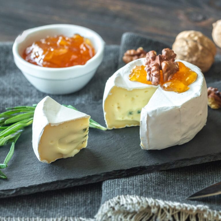 Cambozola cheese with honey and greek nuts.