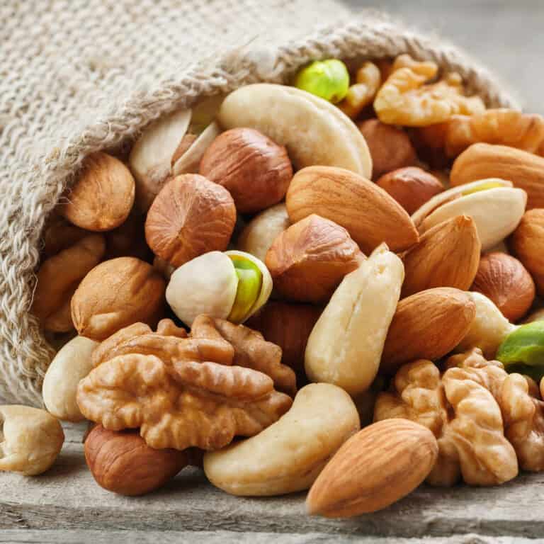 Close look of different nuts.