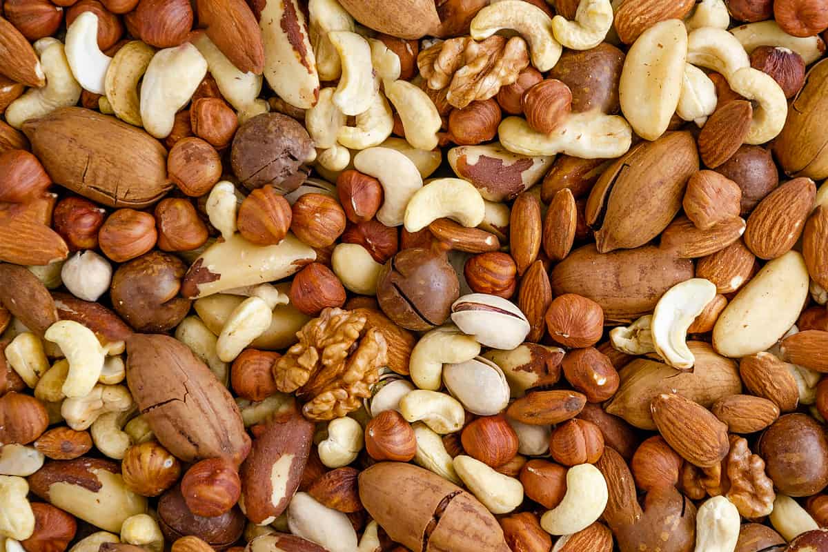 Top view of a mix of nuts.