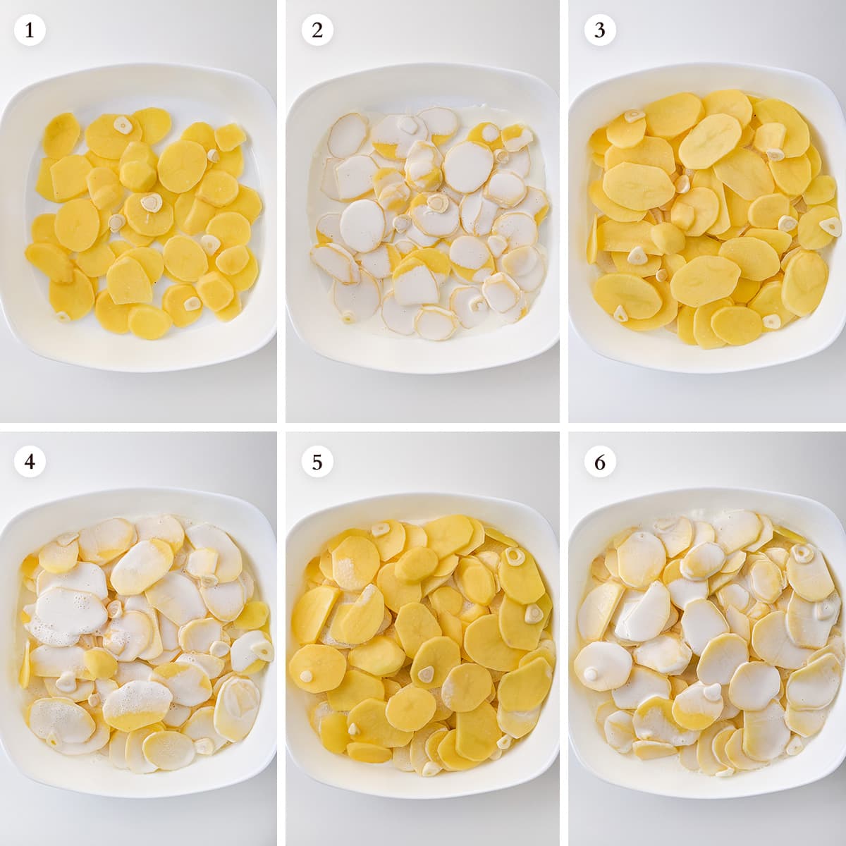Step-by-step how to make 4-ingredients potato bake.