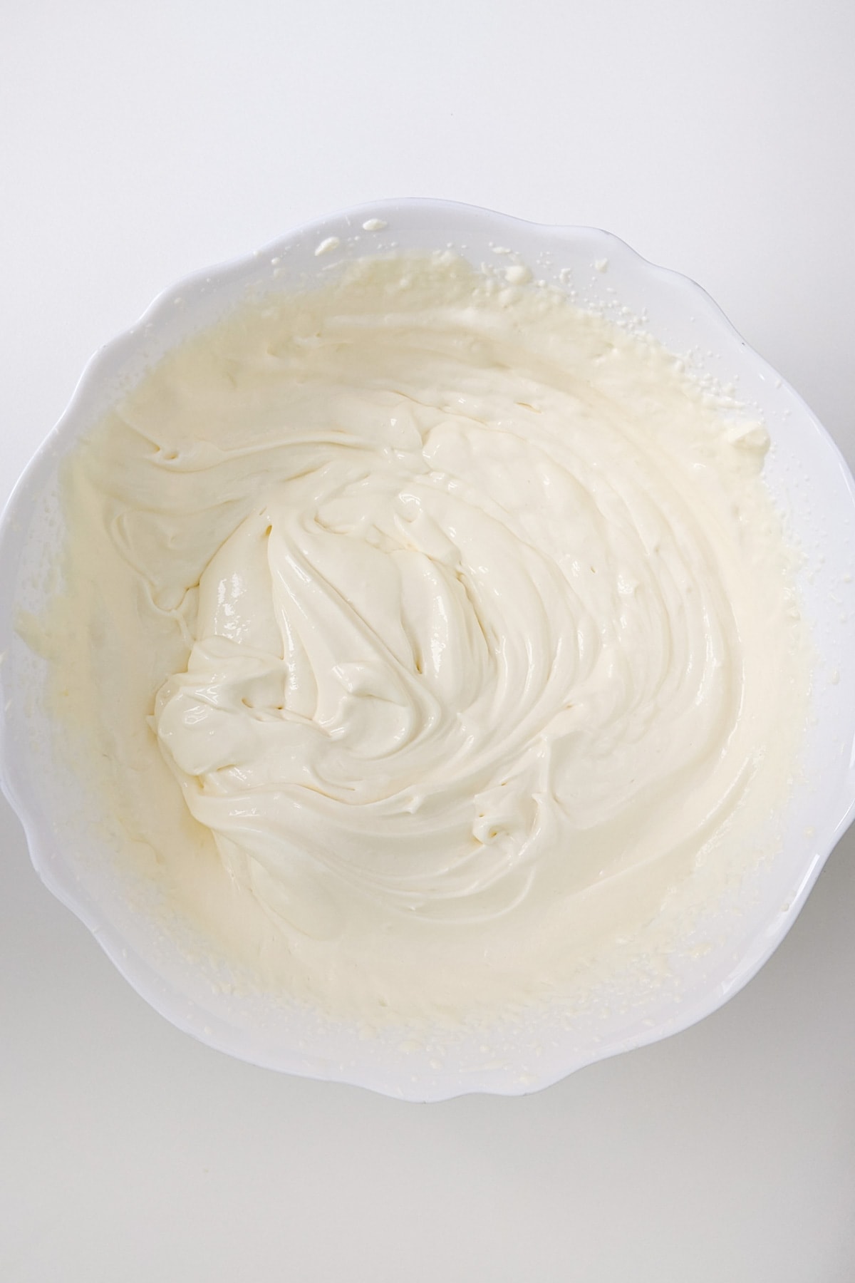 Top view of cream for red velvet cake.