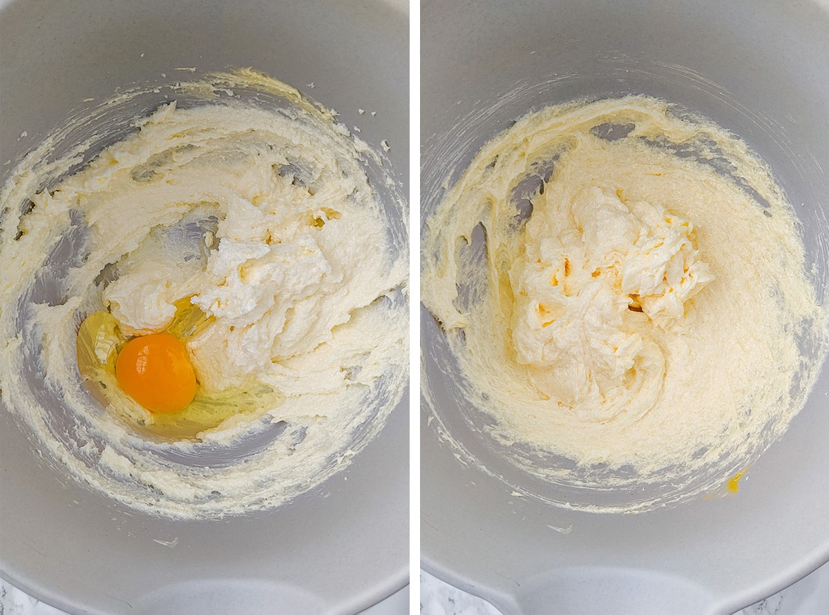 Mixing ingredients for a sponge cake baked in the air fryer.