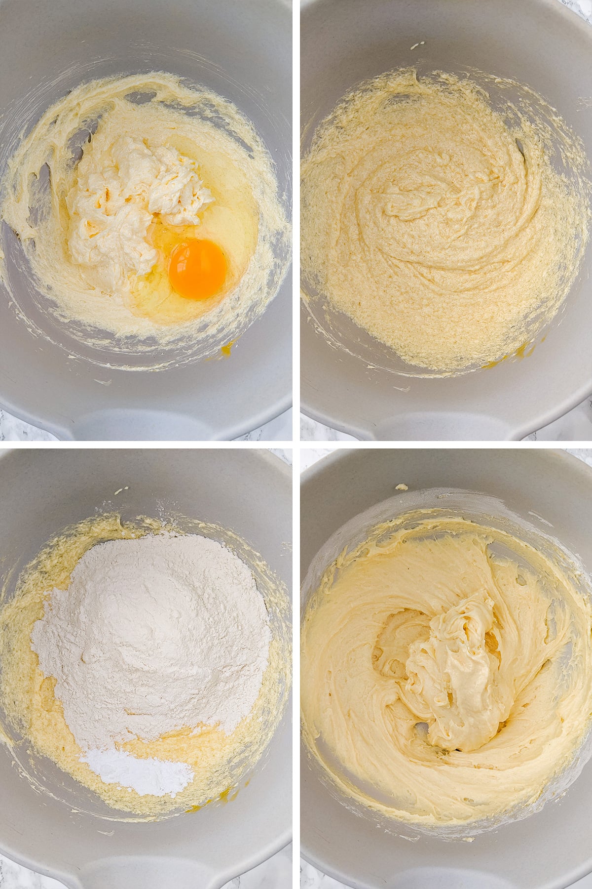 Mixing ingredients for a sponge cake baked in air fryer.