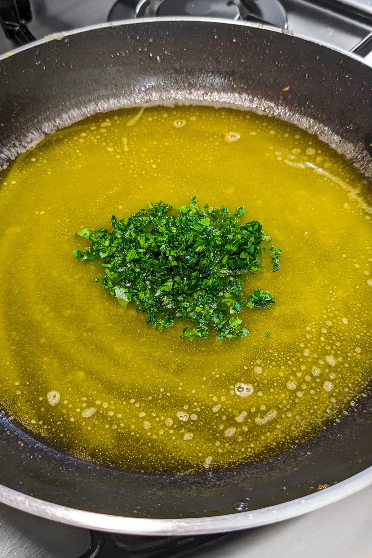 Work with meuniere sauce and freshly chopped parsley.