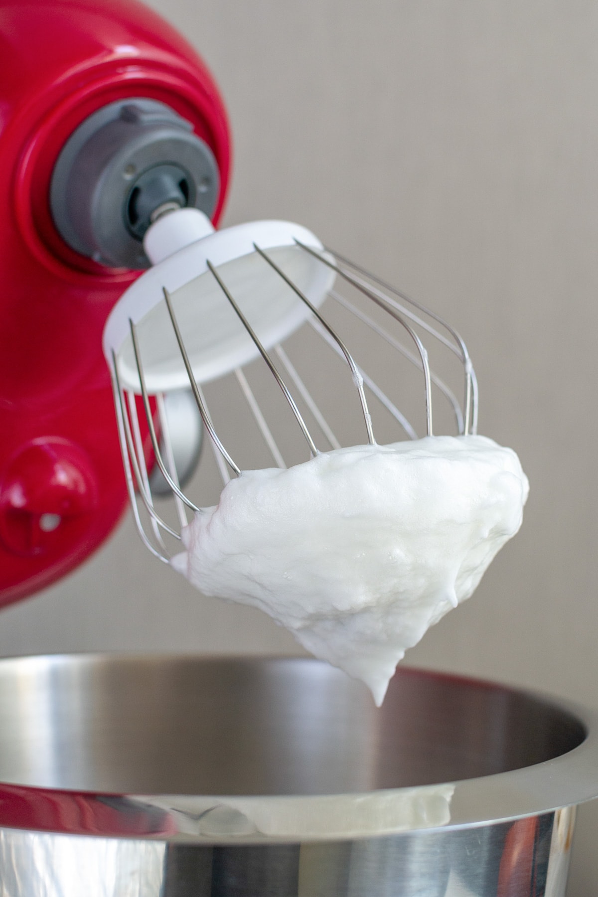 Table mixer with whipped egg whites.